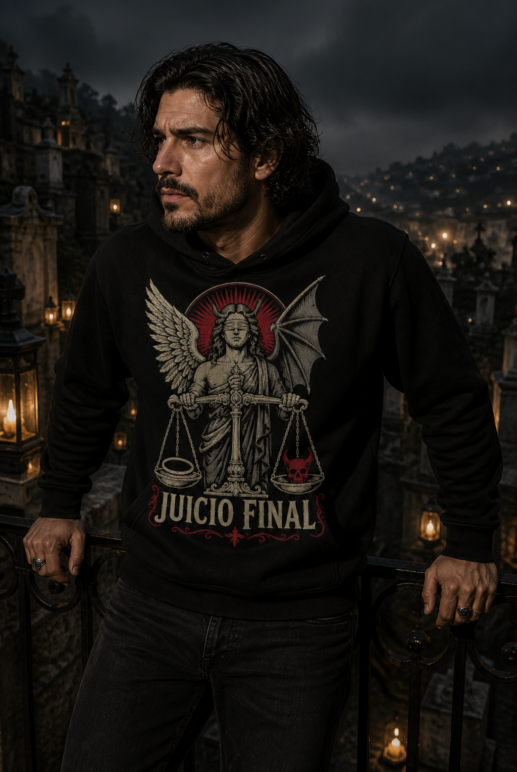 Sudadera Juicio Final - negra hombre necrópolis ladera