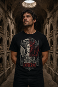 Camiseta Entre el Cielo y el Infierno - negra normal hombre osario