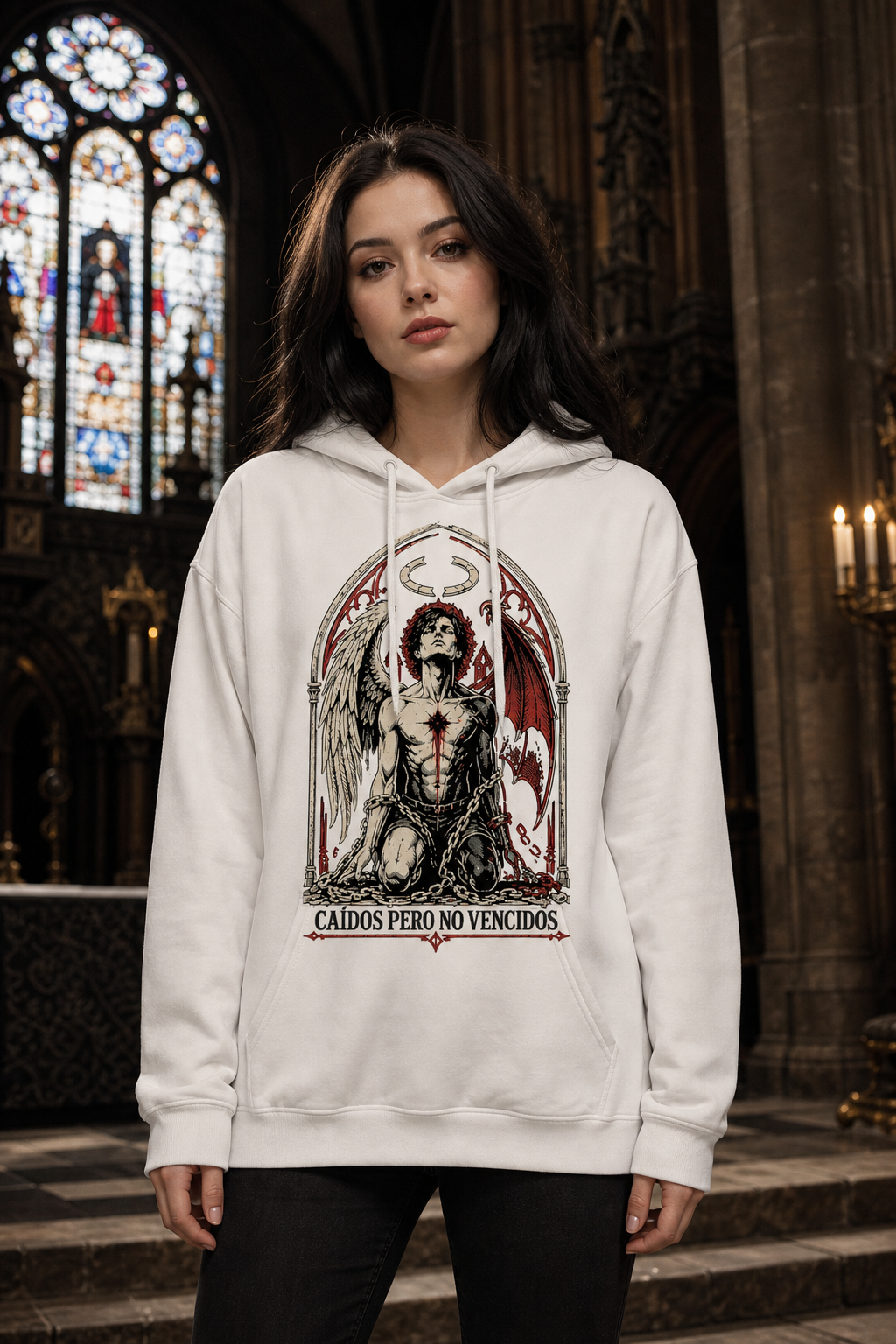 Sudadera Caídos Pero No Vencidos - blanca mujer iglesia