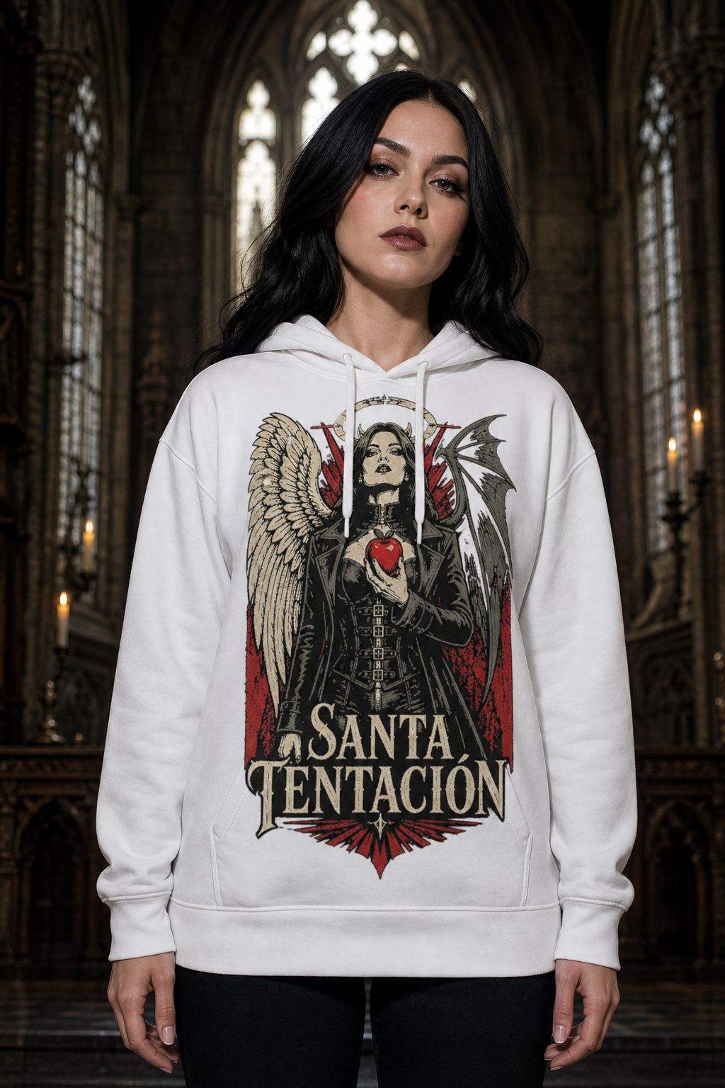 Sudadera Santa Tentación - blanca mujer iglesia