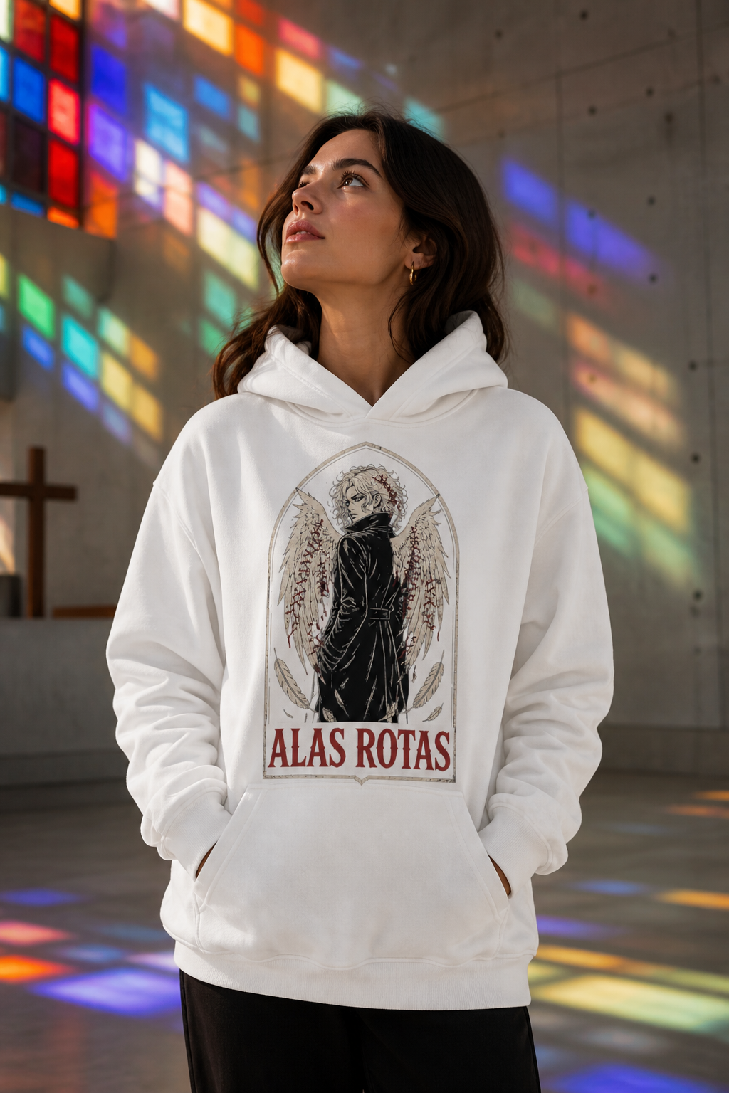 Sudadera Alas Rotas - blanca mujer iglesia contemporánea