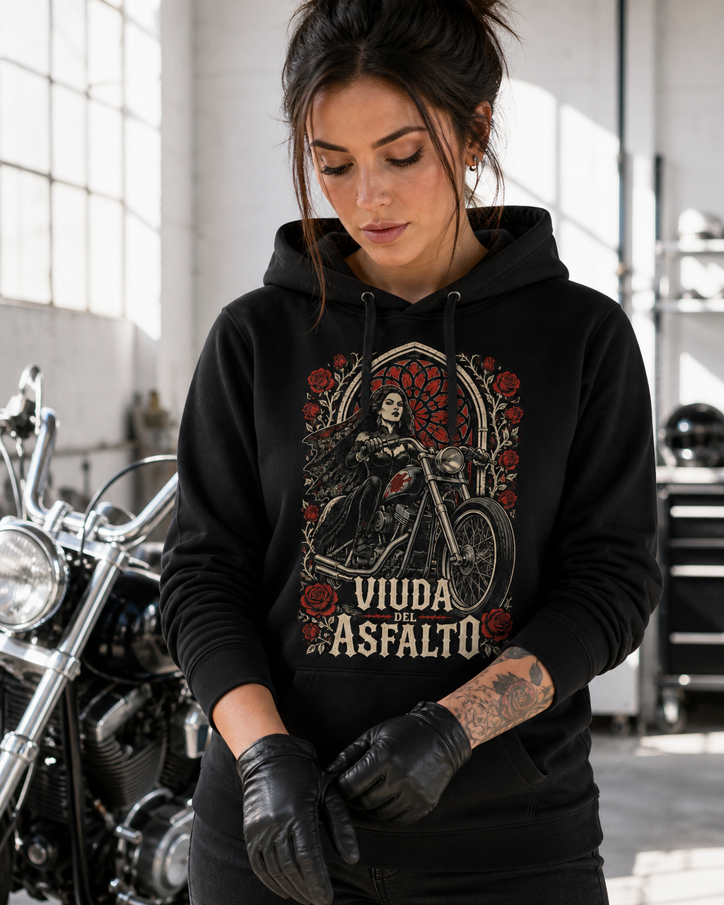 Viuda del Asfalto – Sudadera Motera