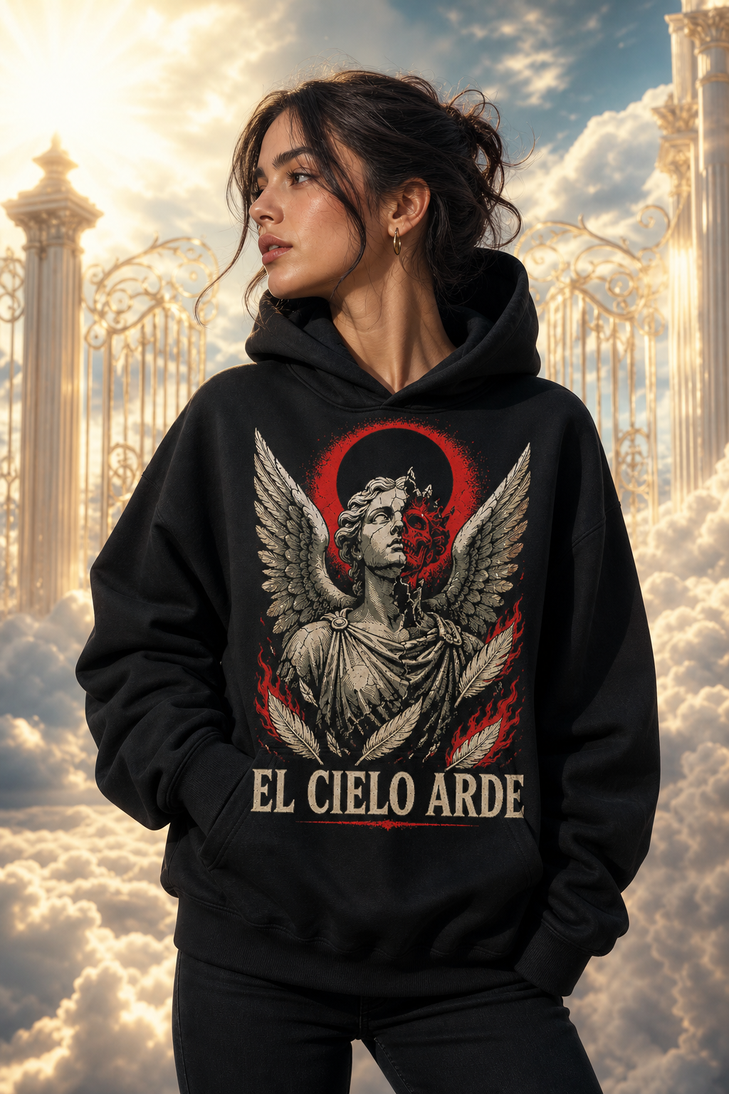 Sudadera El Cielo Arde - negra mujer cielo