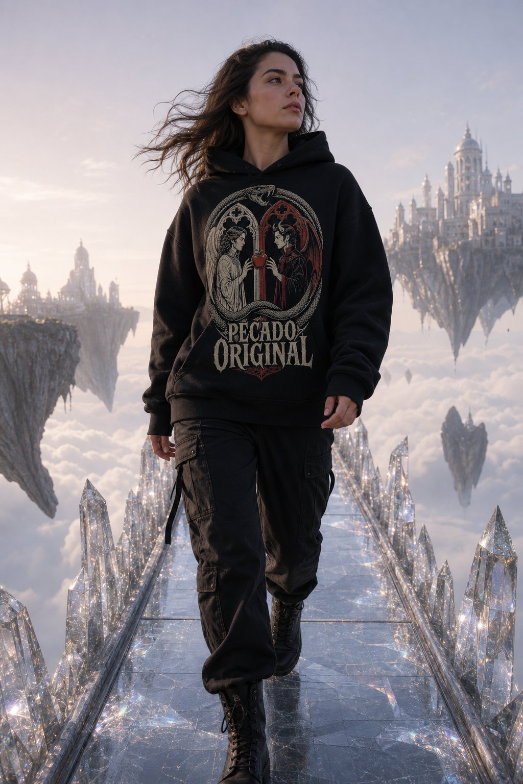 Sudadera Pecado Original - negra mujer puente cristal celestial