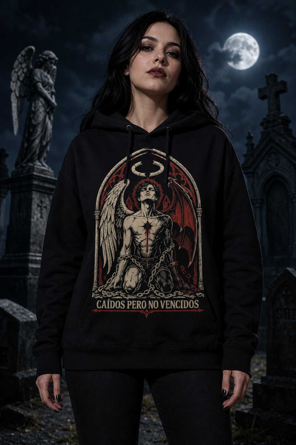 Sudadera Caídos Pero No Vencidos - negra mujer cementerio