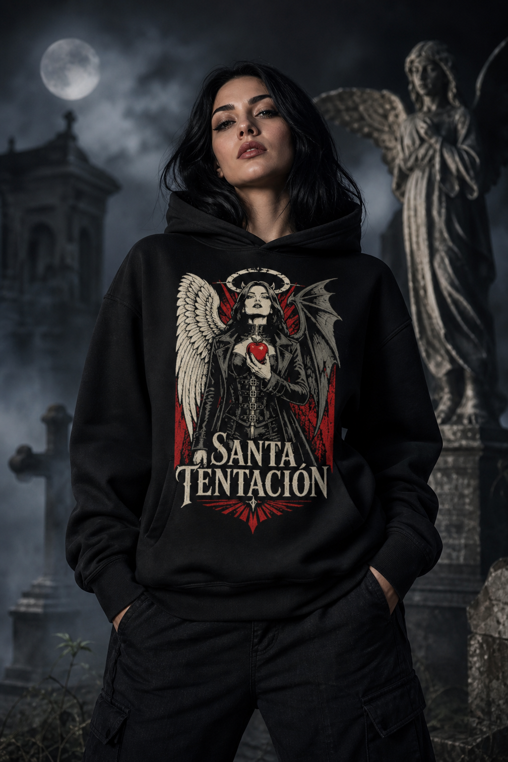 Sudadera Santa Tentación - negra mujer cementerio