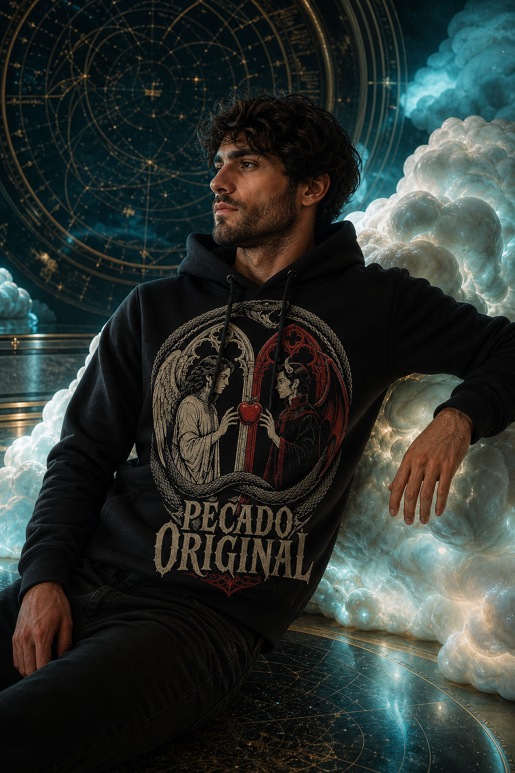 Sudadera Pecado Original - negra hombre observatorio celestial