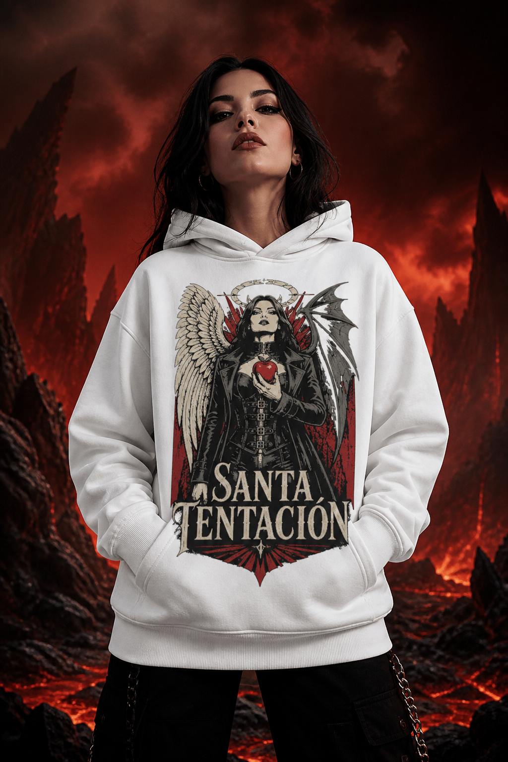 Sudadera Santa Tentación - blanca mujer infierno