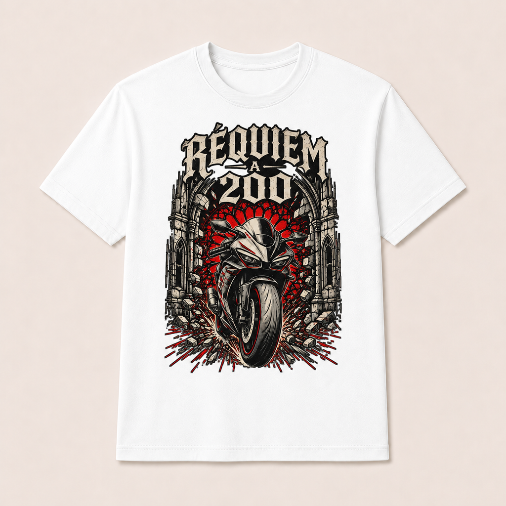 Camiseta Réquiem a 200 Original en blanco · vista delantera