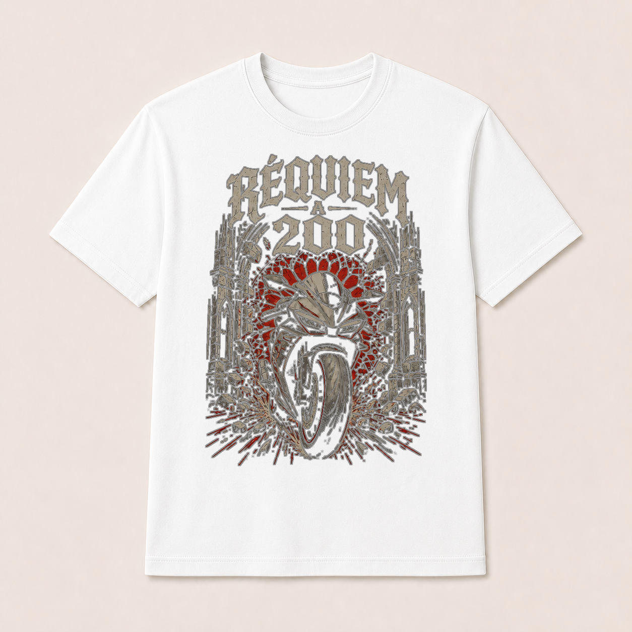 Camiseta Réquiem a 200 Original en blanco · vista delantera