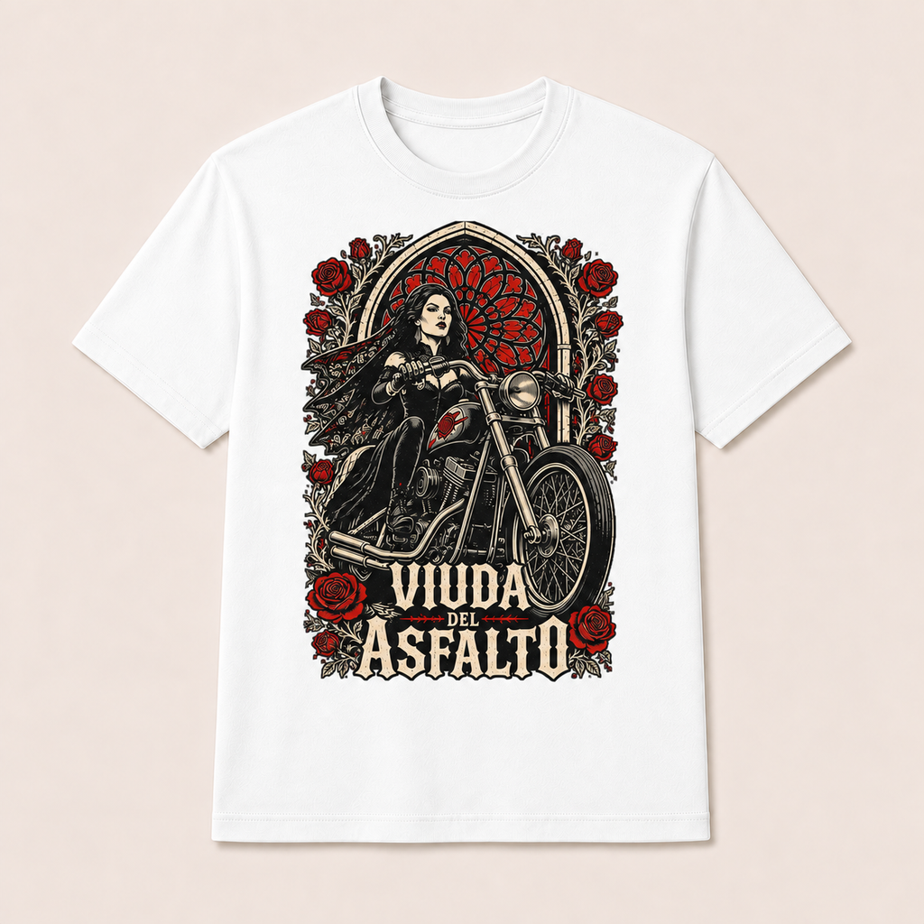 Camiseta Viuda del Asfalto Original en blanco · vista delantera