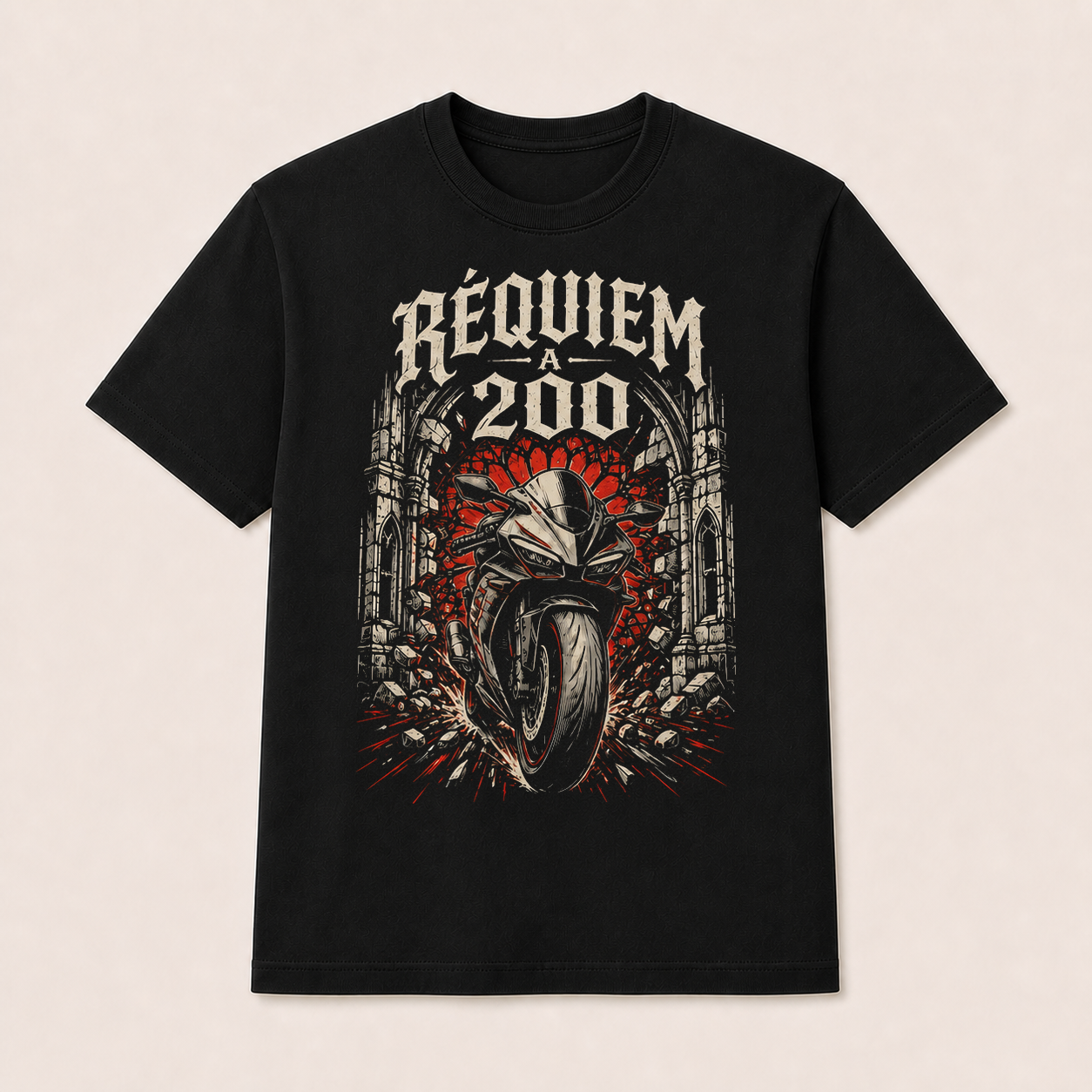 Camiseta Réquiem a 200 Original en negro · vista delantera