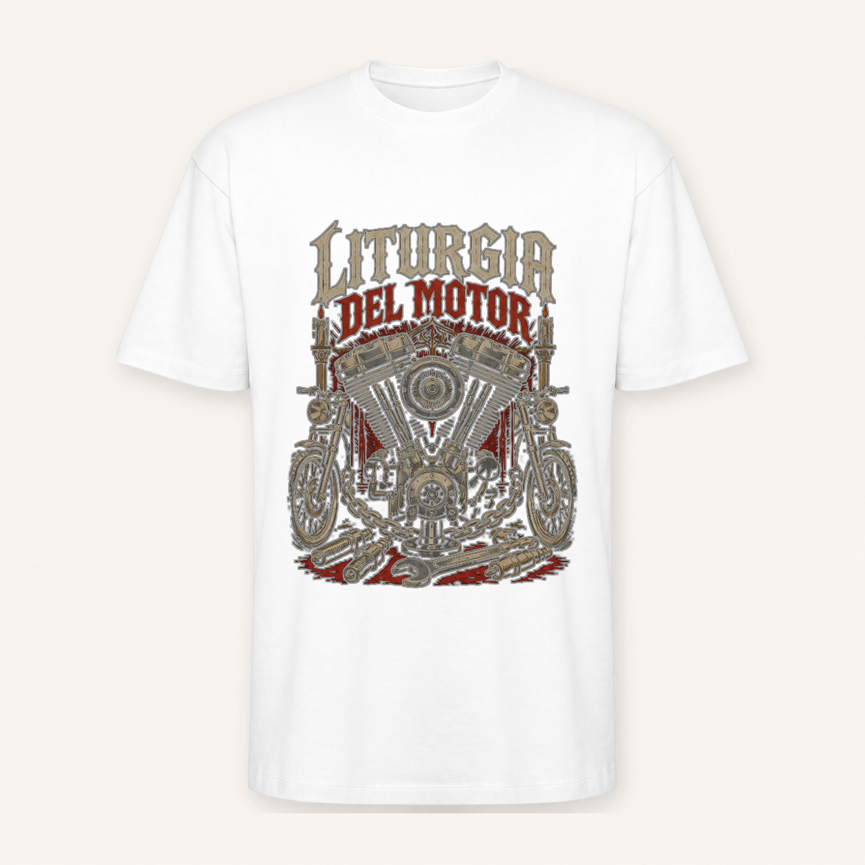 Camiseta Liturgia del Motor Oversize en blanco · vista delantera