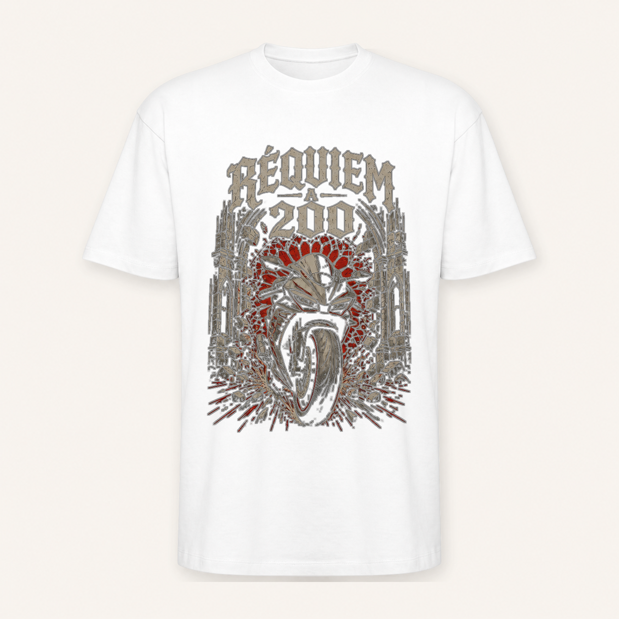 Camiseta Réquiem a 200 Oversize en blanco · vista delantera