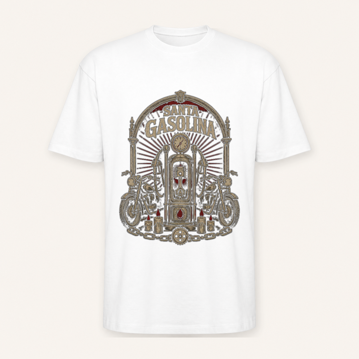Camiseta Santa Gasolina Oversize en blanco · vista delantera