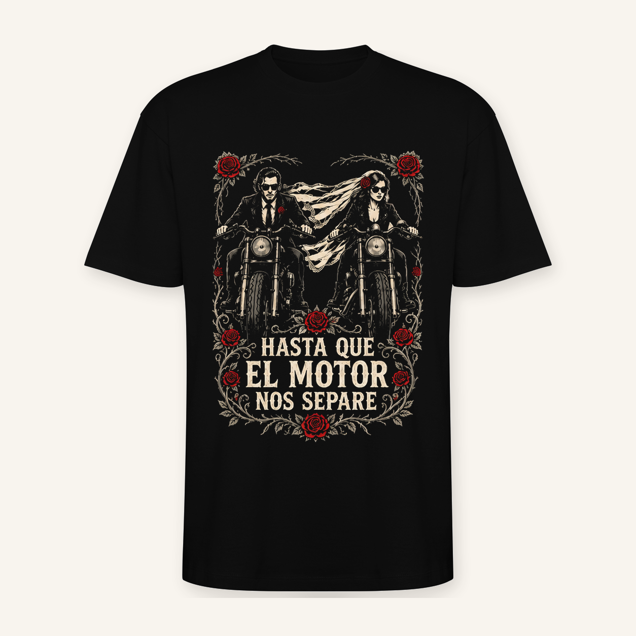 Camiseta Hasta Que el Motor Nos Separe Oversize en negro · vista delantera