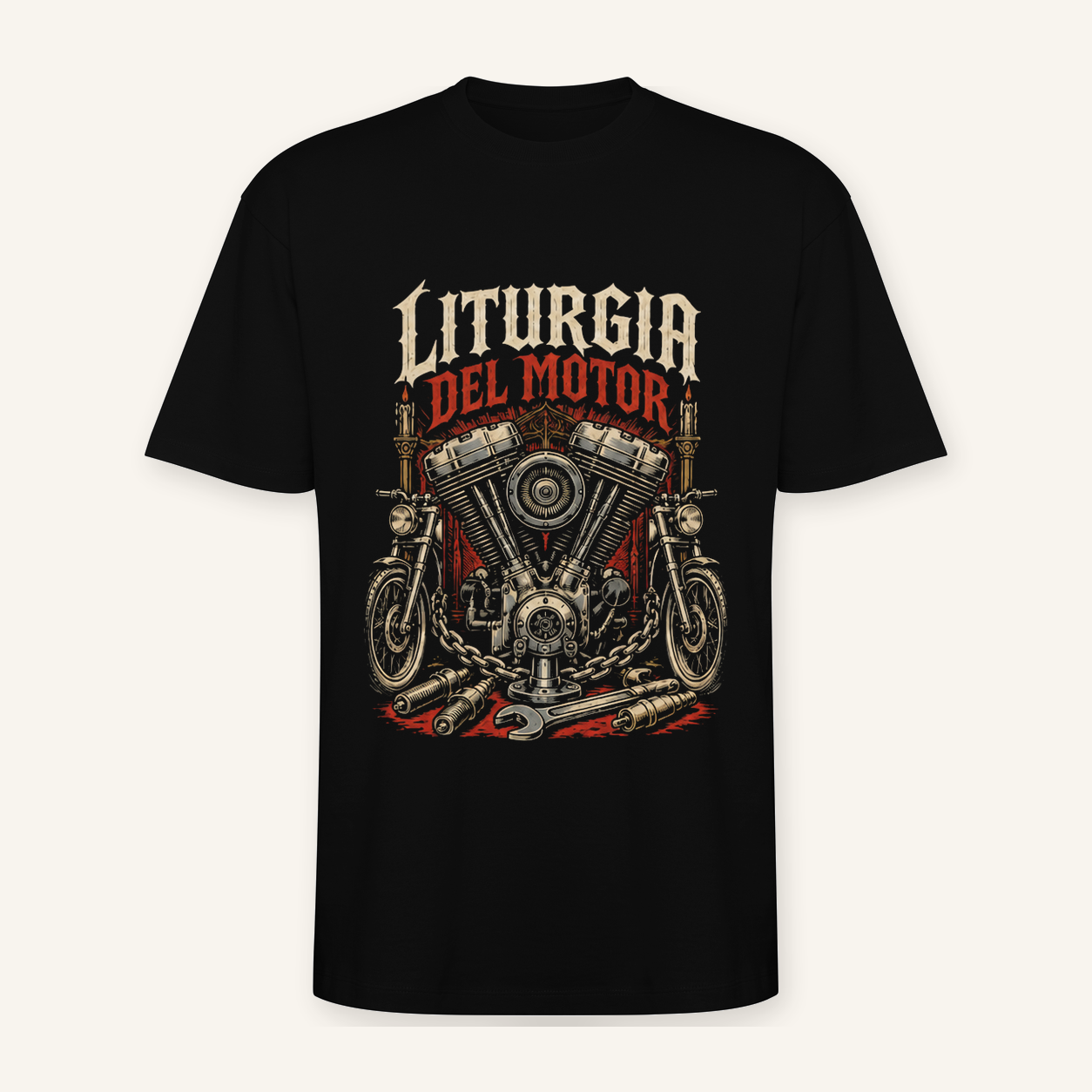 Camiseta Liturgia del Motor Oversize en negro · vista delantera