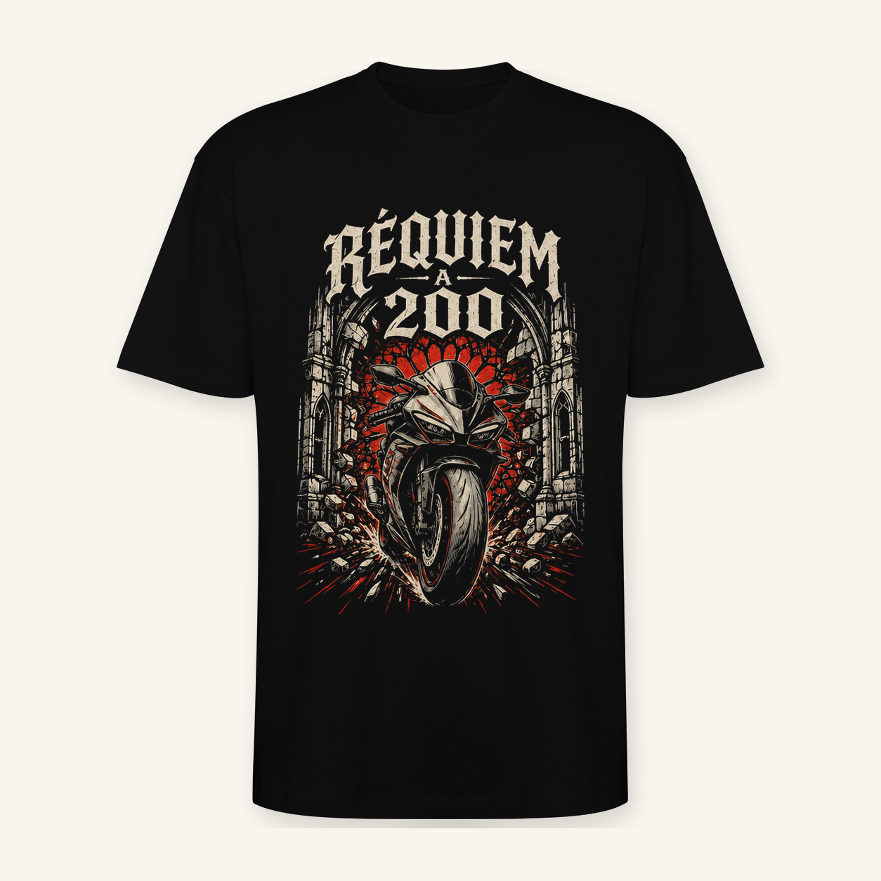 Camiseta Réquiem a 200 Oversize en negro · vista delantera