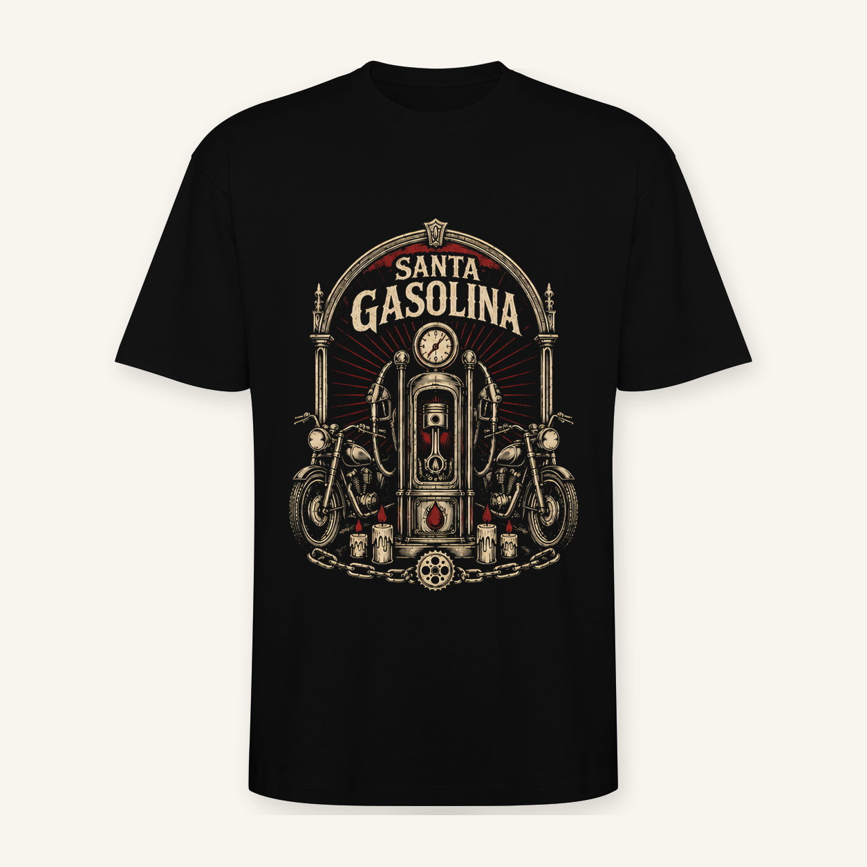 Camiseta Santa Gasolina Oversize en negro · vista delantera