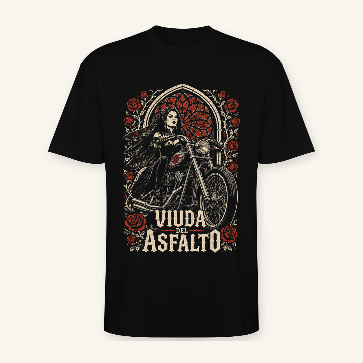 Camiseta Viuda del Asfalto Oversize en negro · vista delantera
