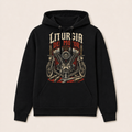Liturgia del Motor — Sudadera con capucha negra, vista frontal