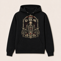 Santa Gasolina — Sudadera con capucha negra, vista frontal