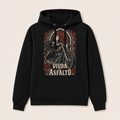 Viuda del Asfalto — Sudadera con capucha negra, vista frontal