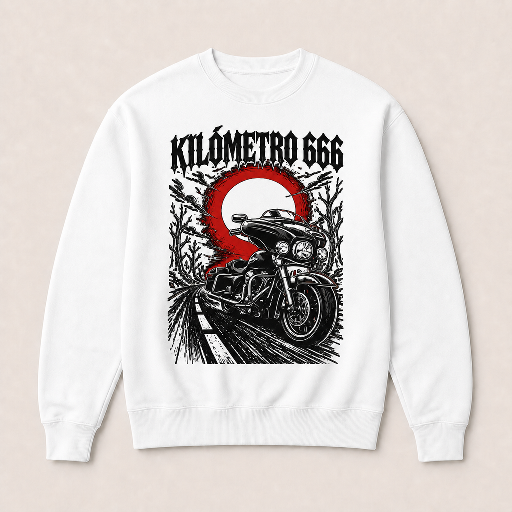 Kilómetro 666 — Sudadera sin capucha blanca, vista frontal