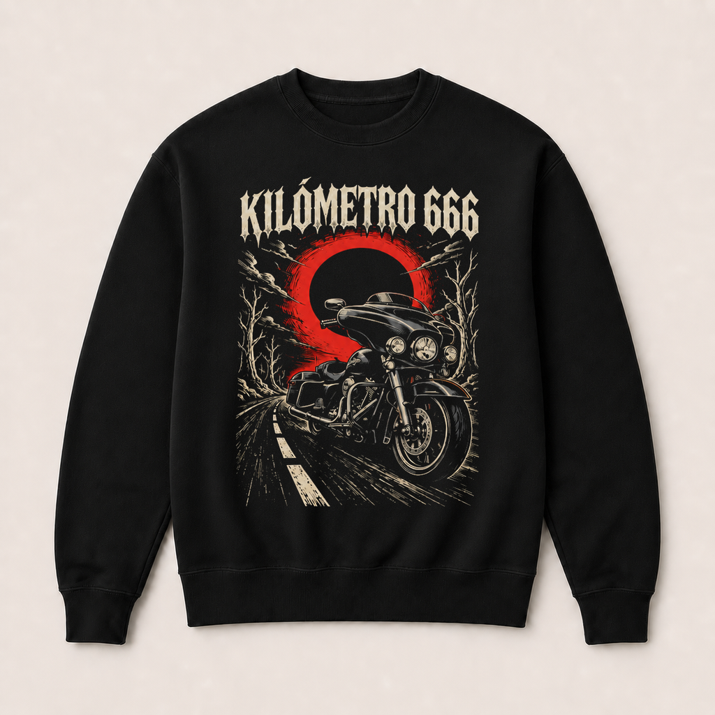 Kilómetro 666 — Sudadera sin capucha negra, vista frontal