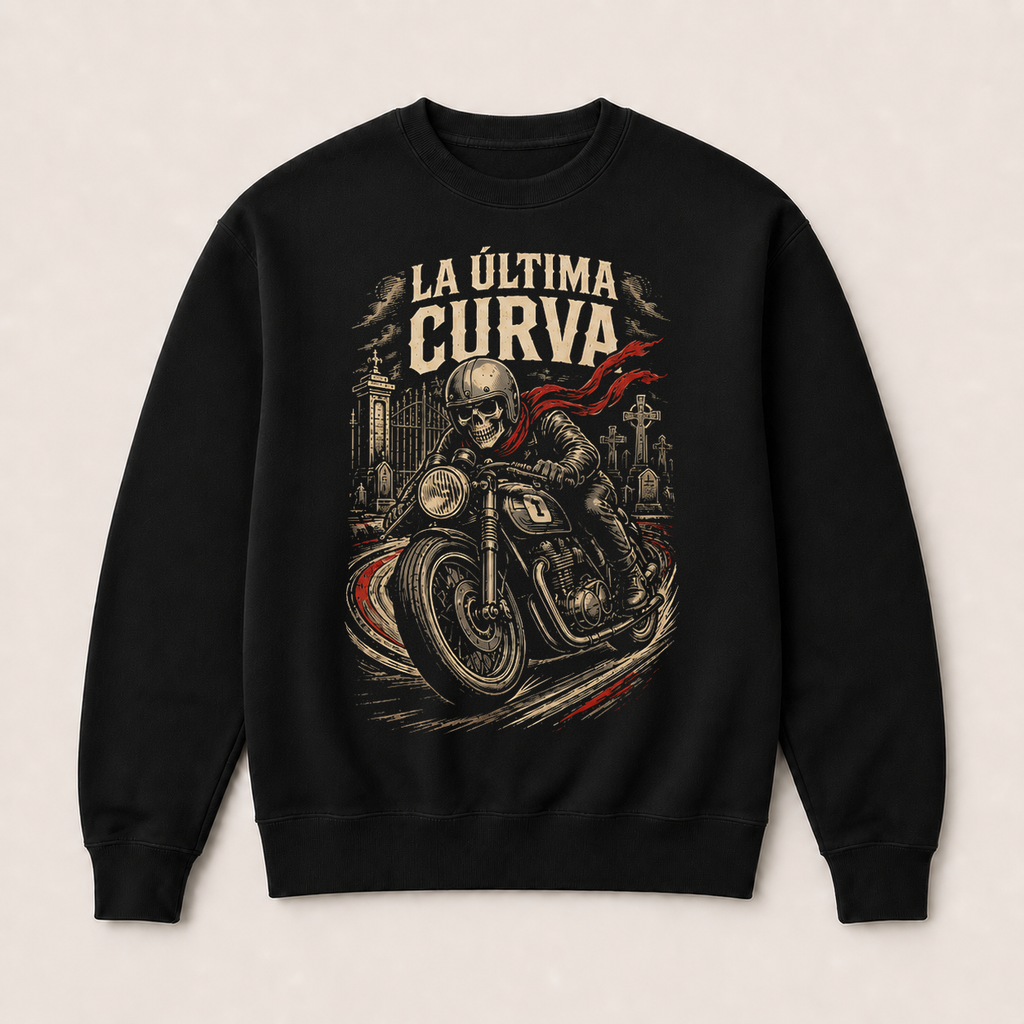 La Última Curva — Sudadera sin capucha negra, vista frontal
