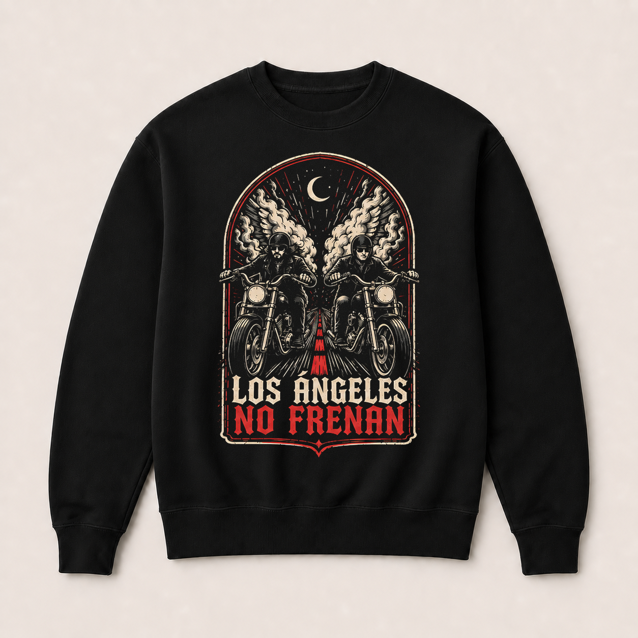 Los Ángeles No Frenan — Sudadera sin capucha negra, vista frontal