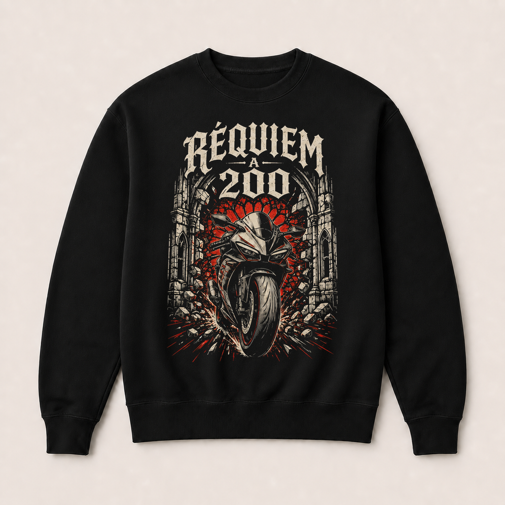 Réquiem a 200 — Sudadera sin capucha negra, vista frontal