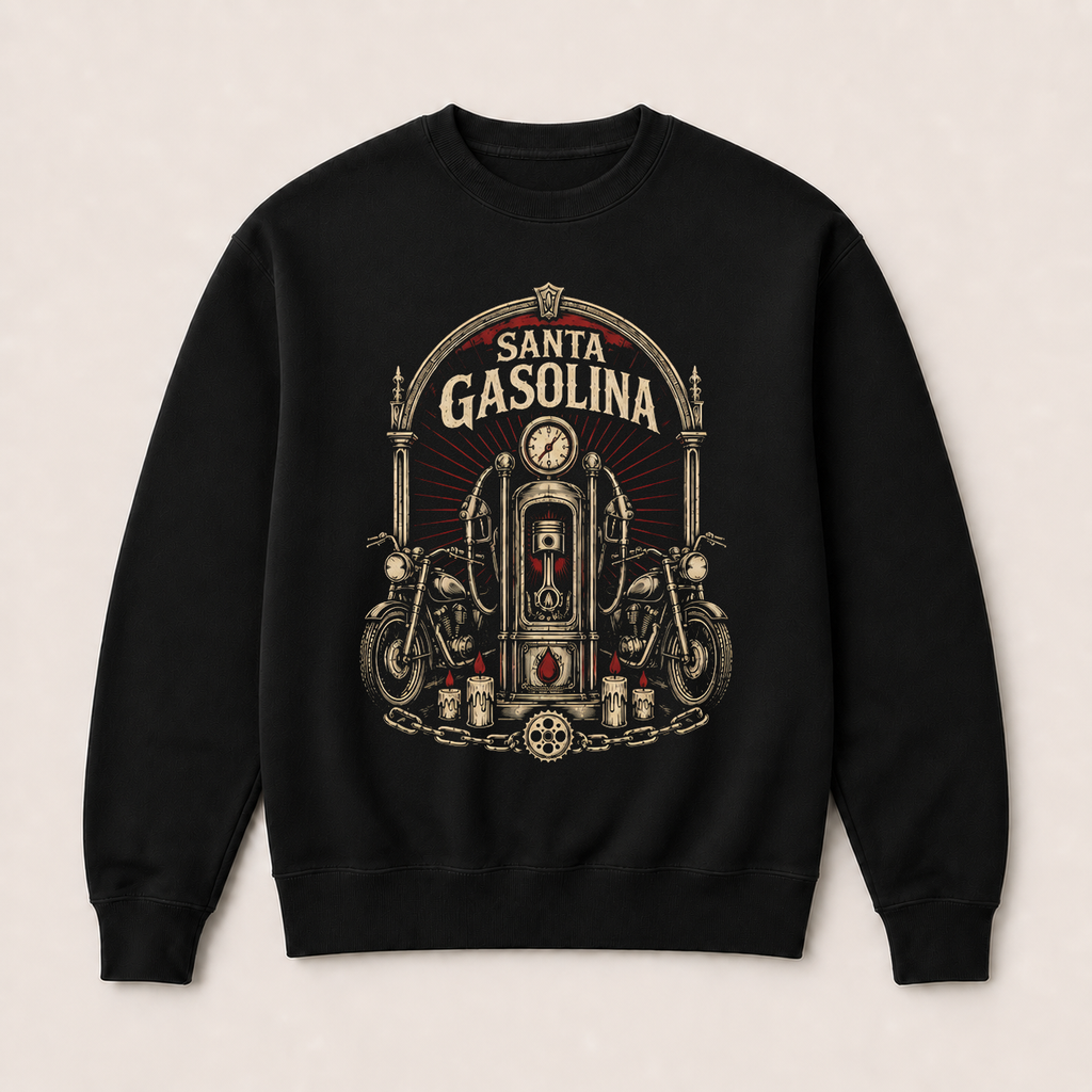 Santa Gasolina — Sudadera sin capucha negra, vista frontal