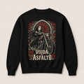 Viuda del Asfalto — Sudadera sin capucha negra, vista frontal