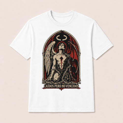 Camiseta Caídos Pero No Vencidos Original en blanco · vista delantera