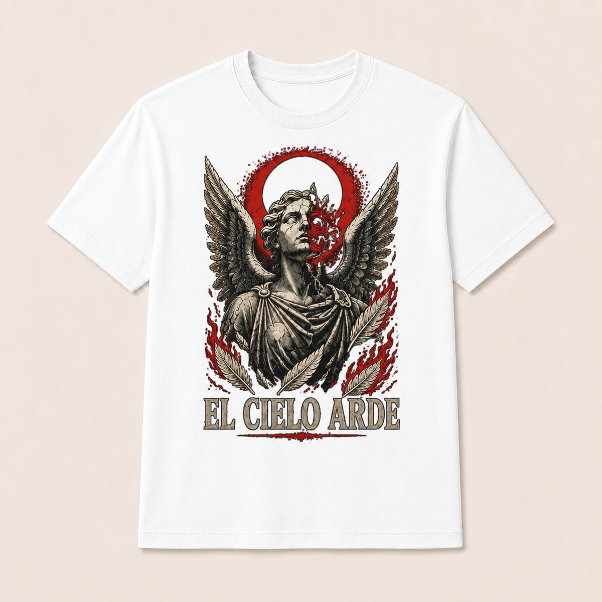 Camiseta El Cielo Arde Original en blanco · vista delantera