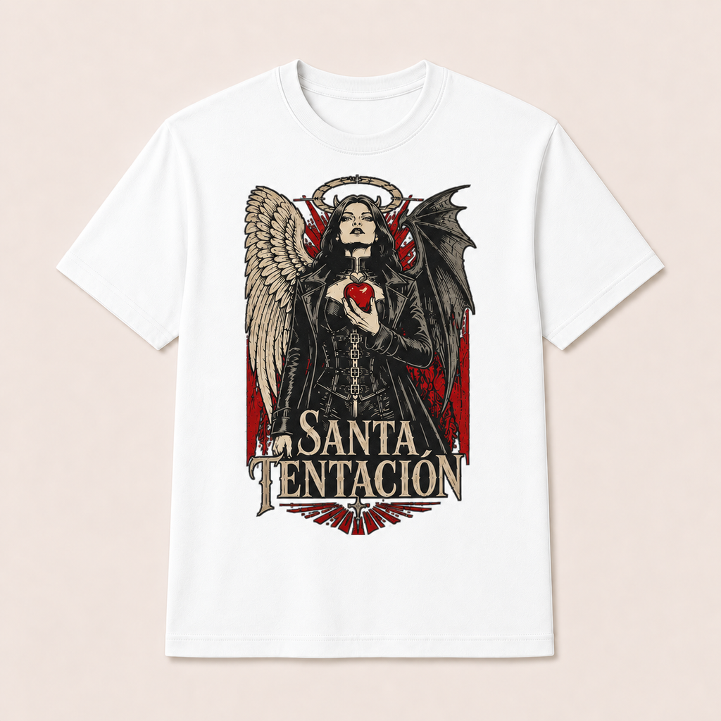 Camiseta Santa Tentación Original en blanco · vista delantera