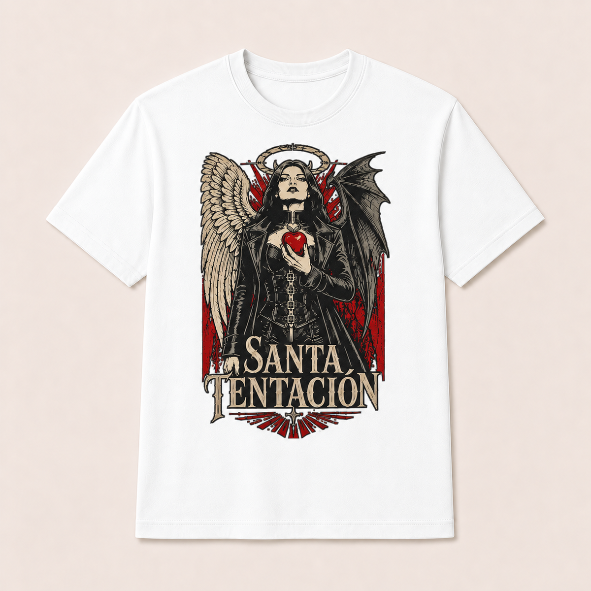 Camiseta Santa Tentación Original en blanco · vista delantera