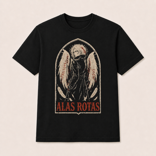 Camiseta Alas Rotas Original en negro · vista delantera