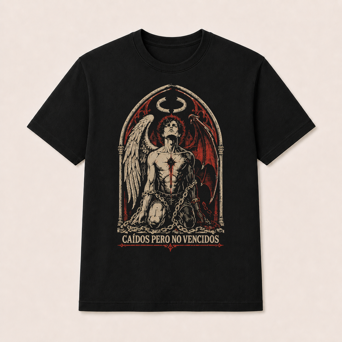Camiseta Caídos Pero No Vencidos Original en negro · vista delantera