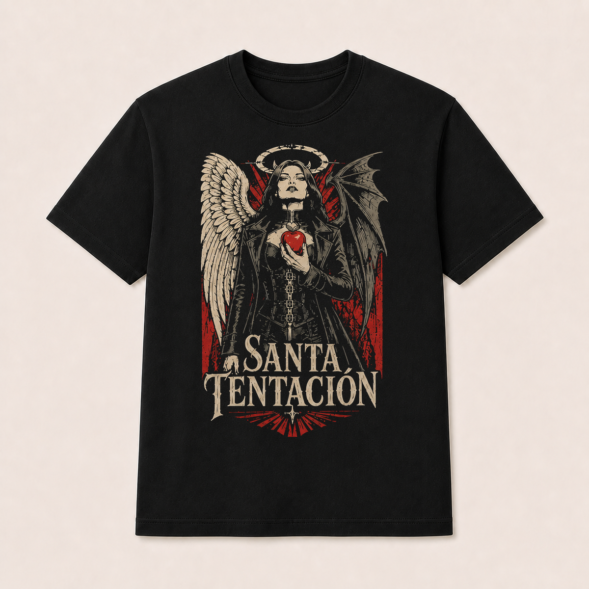 Camiseta Santa Tentación Original en negro · vista delantera