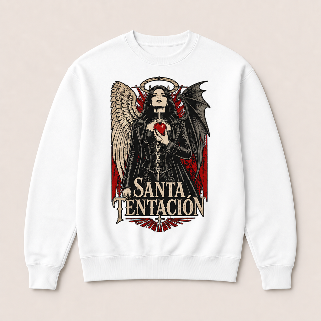 Sudadera Santa Tentación Sin capucha en blanco · vista delantera