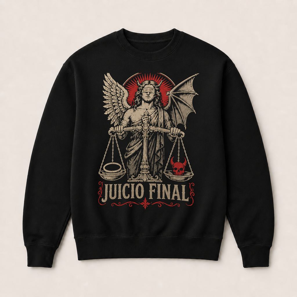 Sudadera Juicio Final Sin capucha en negro · vista delantera