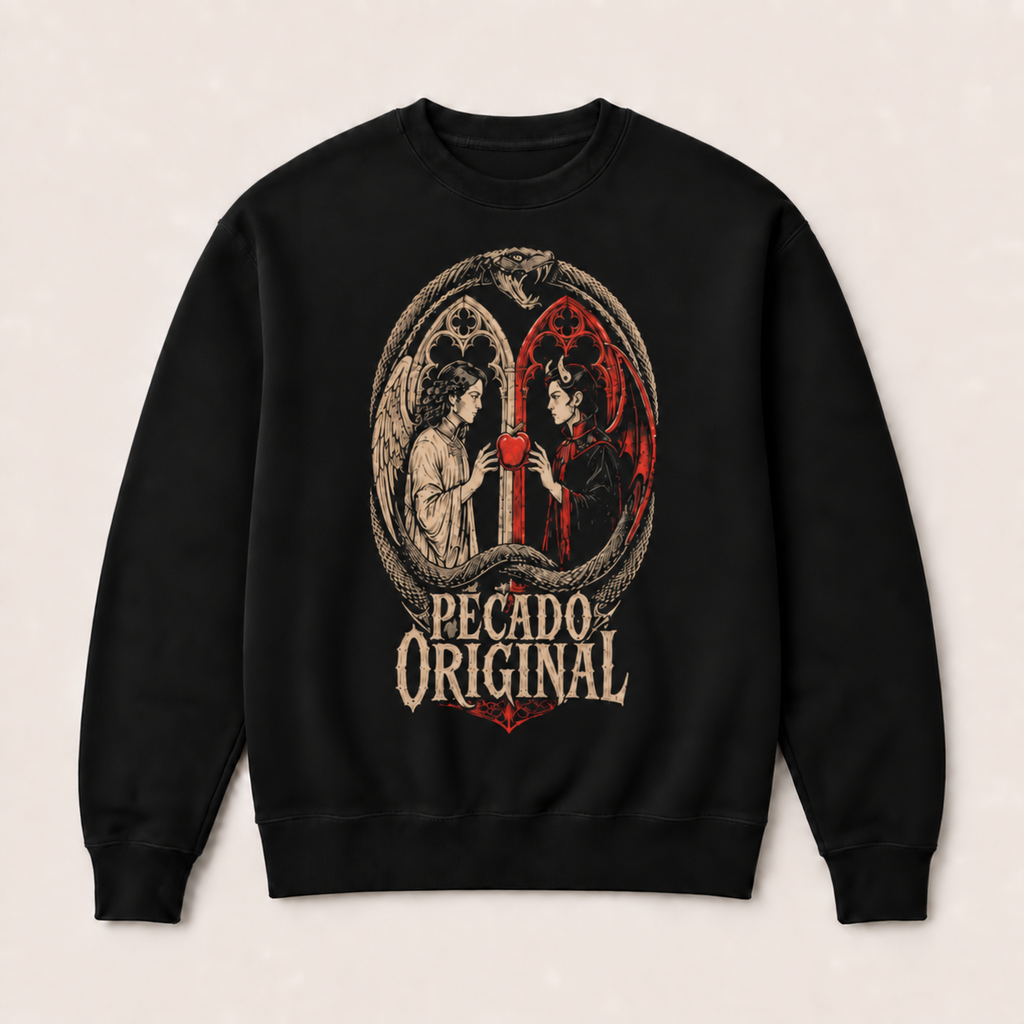 Sudadera Pecado Original Sin capucha en negro · vista delantera