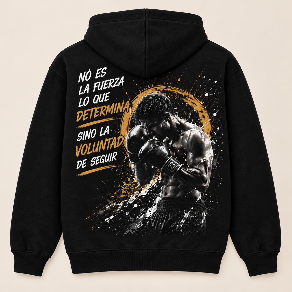 Campeones Boxeo — Sudadera con capucha, negro, vista espalda