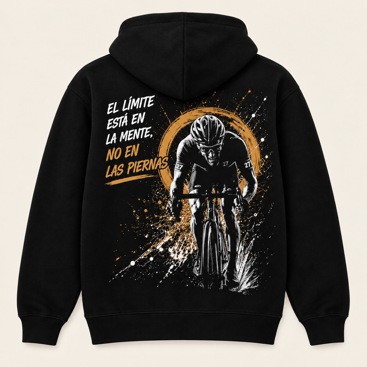 Campeones Ciclismo — Sudadera con capucha, negro, vista espalda