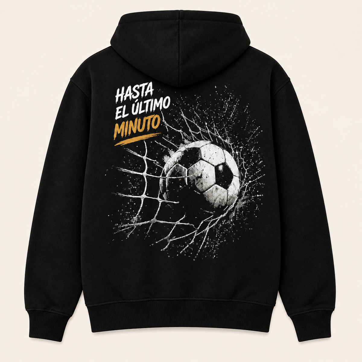 Campeones Fútbol — Sudadera con capucha, negro, vista espalda