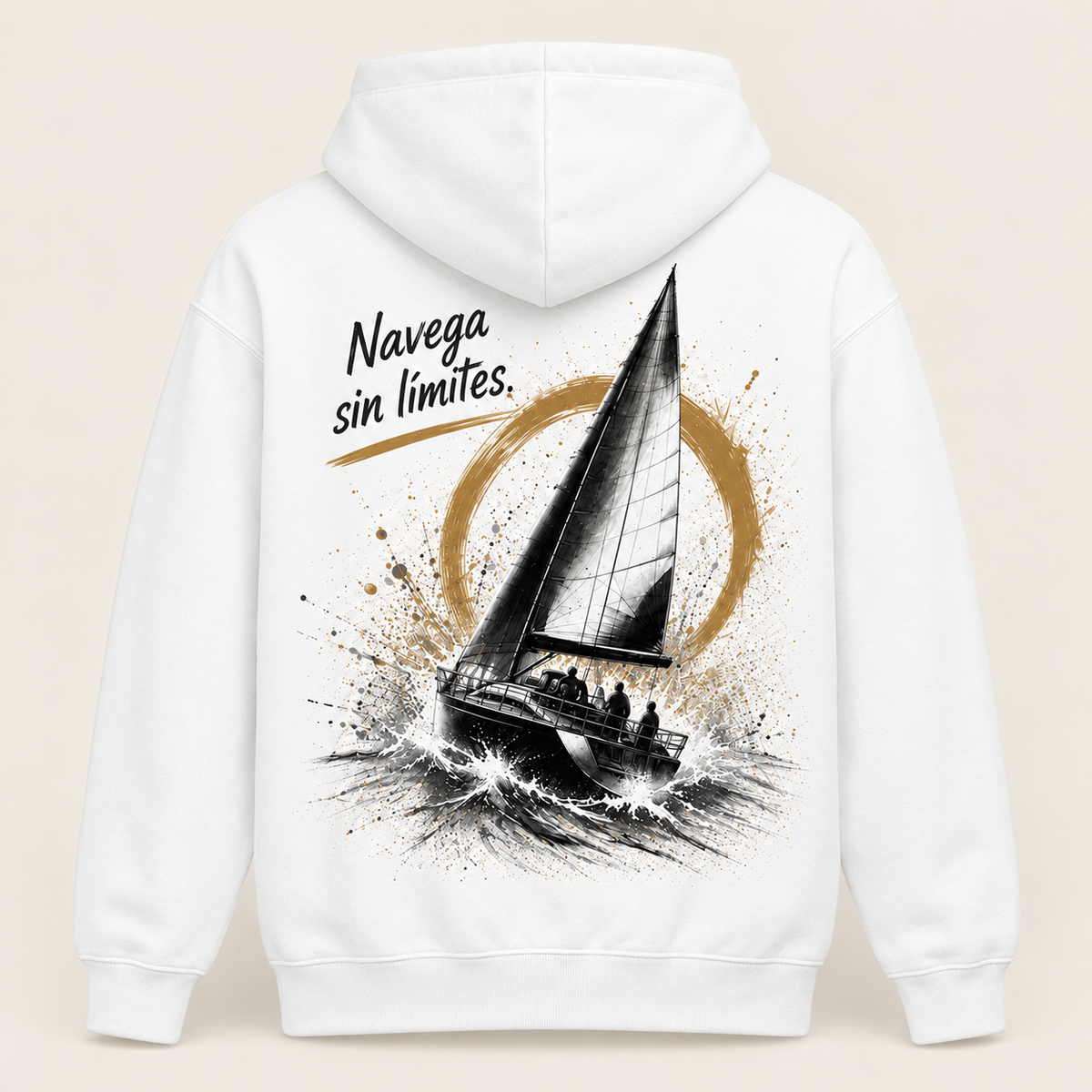 Campeones Vela — Sudadera con capucha, blanco, vista espalda