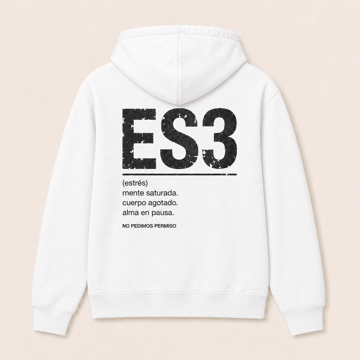 Estrés — Sudadera con capucha, blanco, vista espalda