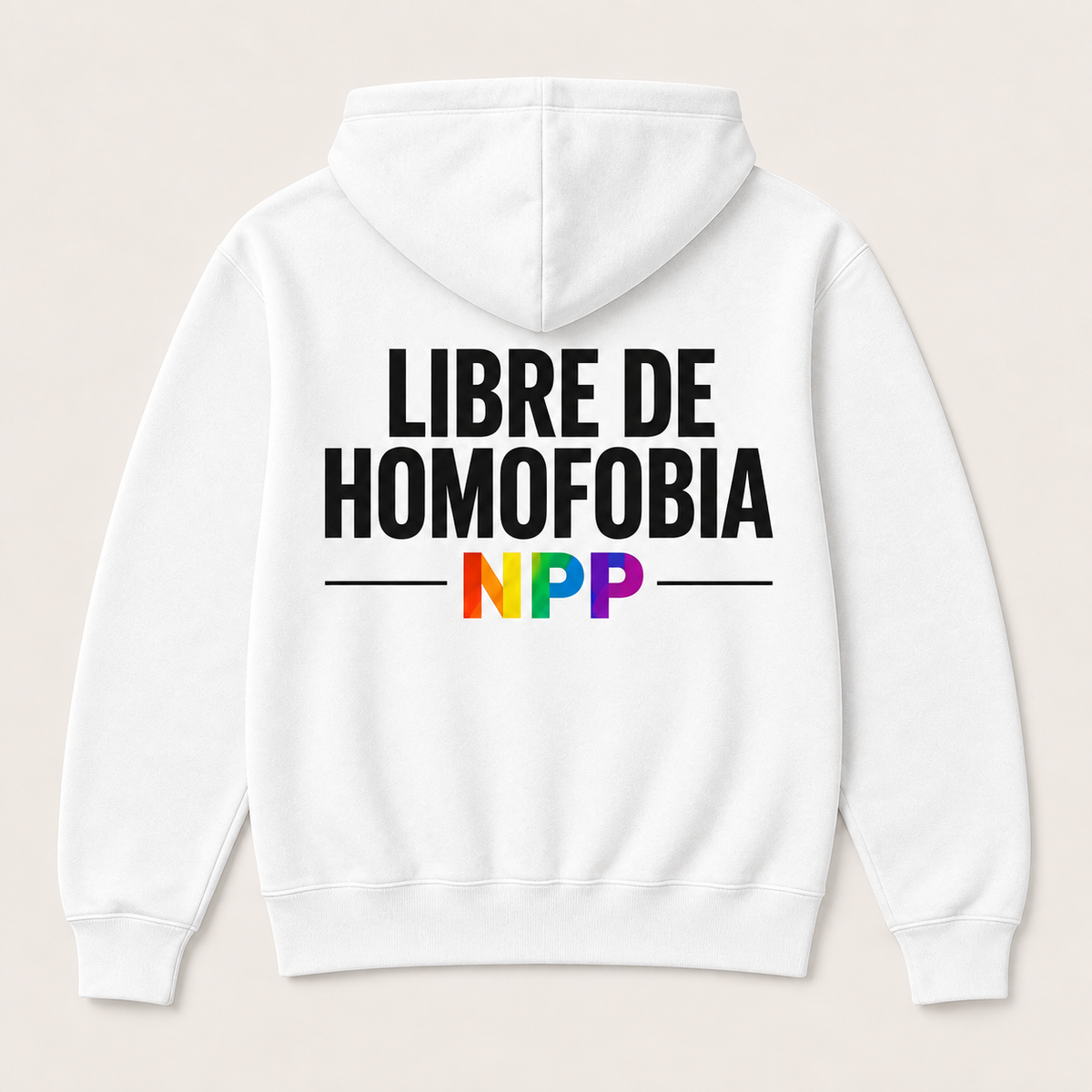Libre de Homofobia — Sudadera con capucha, blanco, vista espalda